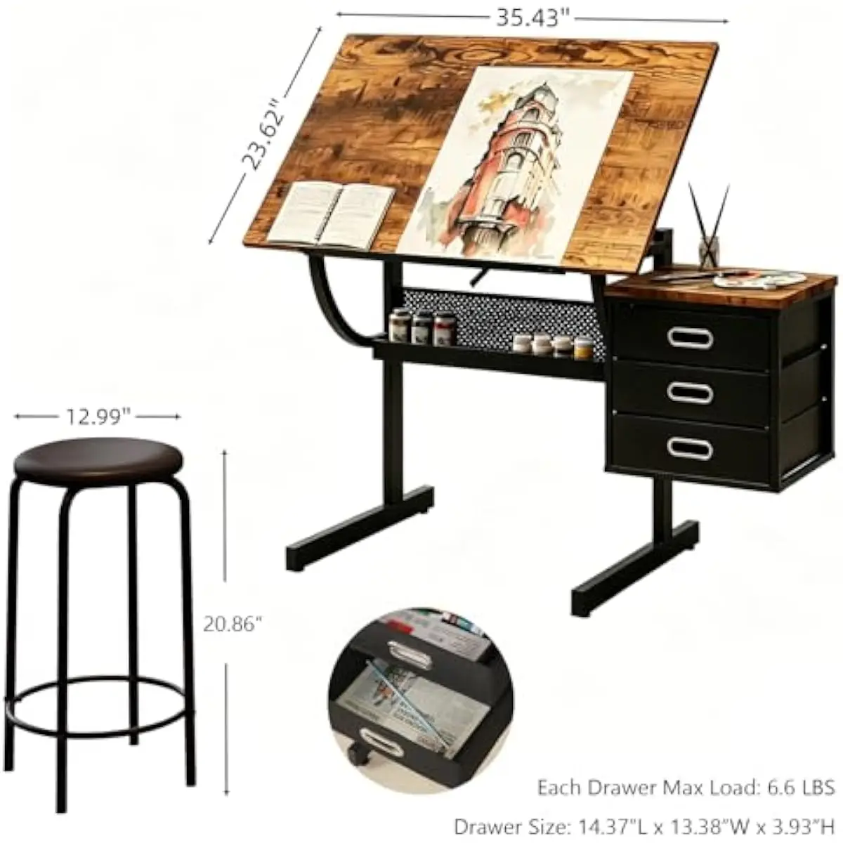 Drafting Desk with Adjustable  - Matcha 评论和价格